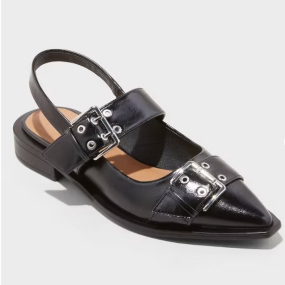 Double Buckle Slingback Flats - Picture 1 of 6